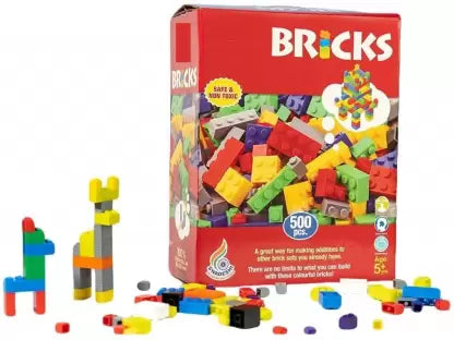 500 Pieces Building Bricks, Bulk Blocks Toy, Big Pack of Basic Pieces  (Multicolor) | INT266 BRICKS 500P 1734