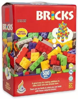 500 Pieces Building Bricks, Bulk Blocks Toy, Big Pack of Basic Pieces  (Multicolor) | INT266 BRICKS 500P 1734