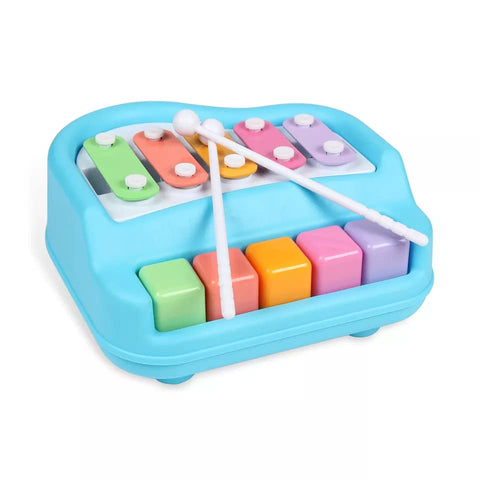 2 in 1 Musical Xylophone and Mini Piano for Kids - Educational Musical Instruments Toy Set for Babies, Non-Battery- Assorted Color (Small) | LO1503 XYHLOPHONE