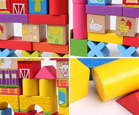 Colorful 52 Pcs Large Block Wooden Building Blocks Educational Developmental Baby Toys for Children | WT-MWZ-5032	 52PIS WOODEN BLOCK