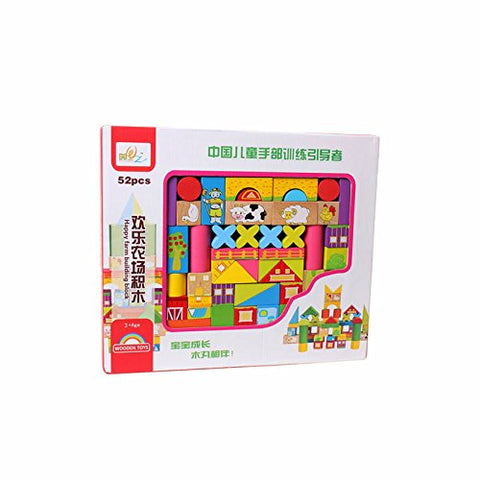Colorful 52 Pcs Large Block Wooden Building Blocks Educational Developmental Baby Toys for Children | WT-MWZ-5032	 52PIS WOODEN BLOCK