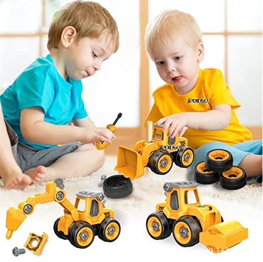 Construction Vehicles Set, 4 Pack DIY Take Apart Toys Construction Tru ...