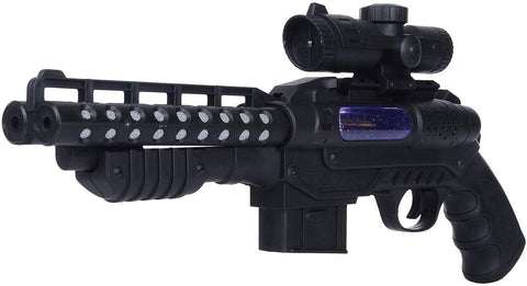 Black Toy Gun with Music Double Barrel Electric Gun with Laser Light | 850 1-2