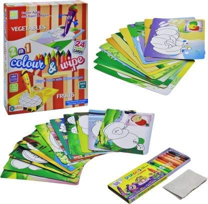 Colour And Wipe - Vegetables And Fruits | INT173 2 IN 1 COLOUR N WIPE FRUITS+ VEGETABLES