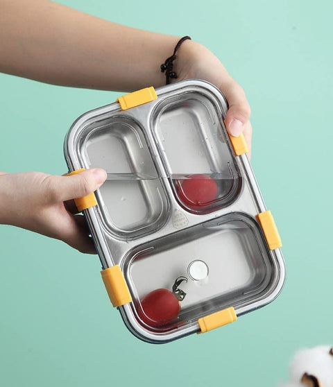 3 Compartment BPA Free Stainless Steel Lunch Box with Spoon