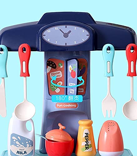Kitchen Playset, with Realistic Lights & Sounds, Play Sink with Running Water,Dessert Shelf Toy & Kitchen Accessories Set for 4 Year Old Girls | LO889-175 KITCHEN SET
