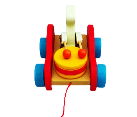Wooden Pull Along Animal Toy Car Walking Vehicles with Attached String ( ASSORTED ) | WDT310-09