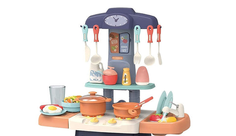 Kitchen Playset, with Realistic Lights & Sounds, Play Sink with Running Water,Dessert Shelf Toy & Kitchen Accessories Set for 4 Year Old Girls | LO889-175 KITCHEN SET