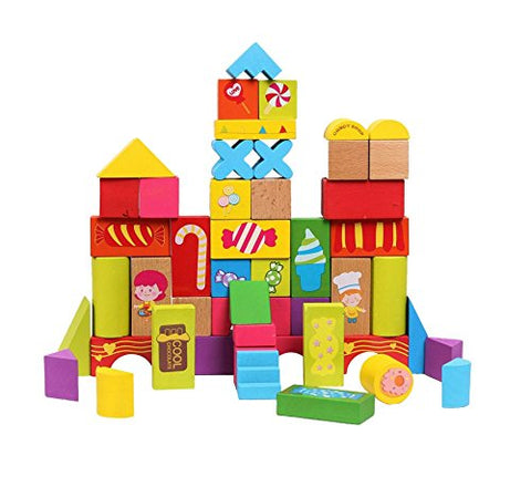Colorful 52 Pcs Large Block Wooden Building Blocks Educational Developmental Baby Toys for Children | WT-MWZ-5032	 52PIS WOODEN BLOCK