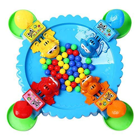 Hungry Frog Eating Beans Games Family Party Parent-Child Interactive Game Toy- of Quick Reflexes -4 Player Classic Board Games Fun, -Frog Toy for Kids 3 Years,Multicolor | LO881-21 HLIN-GRY FROG GAME