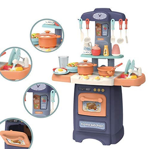 Kitchen Playset, with Realistic Lights & Sounds, Play Sink with Running Water,Dessert Shelf Toy & Kitchen Accessories Set for 4 Year Old Girls | LO889-175 KITCHEN SET