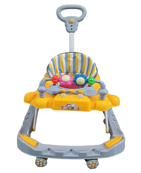 Baby Walker With Height Adjustable And Parental Handle With Lights And Music Tuk Tuk Walker