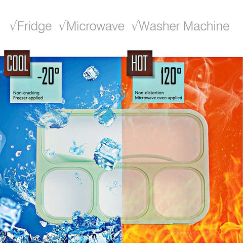 Leak Proof 3 Compartment Lunch Boxes  | PLASTIC 4 GRID LUNCH BOX | LO578