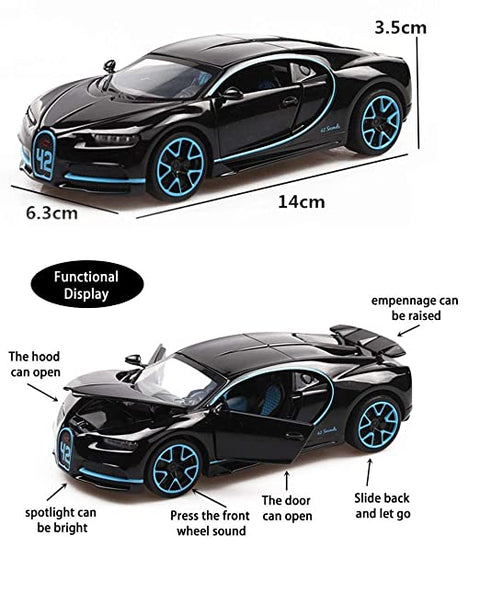 Alloy Metal Bugatti Chiron Sports Car Model || LO3225B	P/B METAL BUGATI CAR