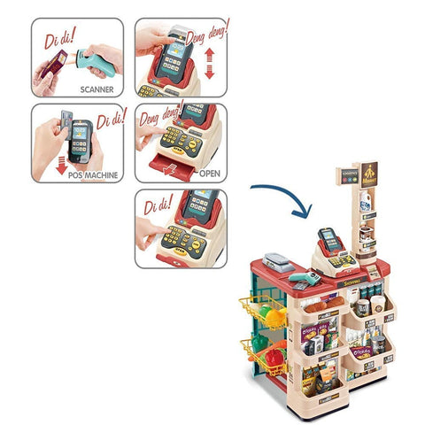 Big Size Play Store with Shopping Cart ,Scanner,Light & Sound Effects | LO668-79