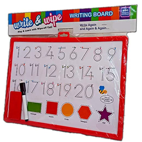 Write 'n' Wipe "Writing Board" (Numbers and Shapes) for Kids | Write-Draw-Learn-Numbers and Shapes-Wipe IT and Start Again | INT257 WRITE N WIPE WRITING BOARD
