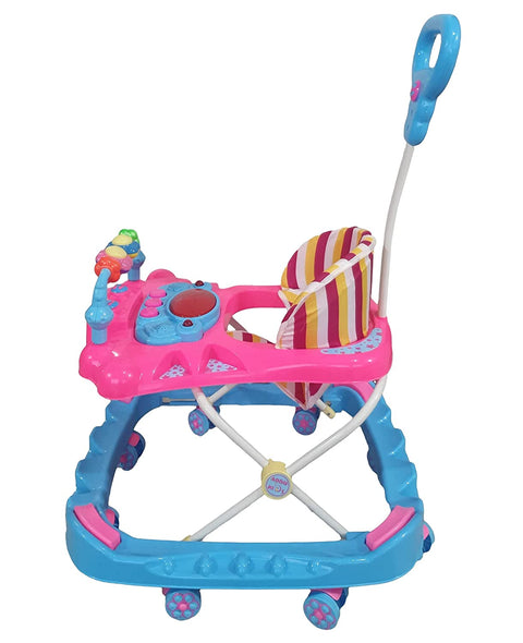 Baby Walker With Height Adjustable And Parental Handle With Lights And Music Tuk Tuk Walker