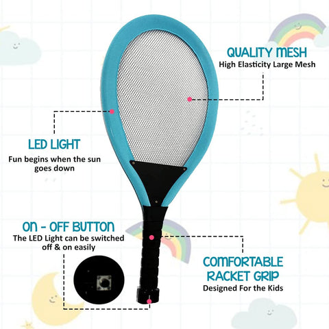 Plastic Badminton Racket with LED Light with 2 Shuttlecock for Kids (Multicolour) | LORS0369 SPORT RACKET WITH LIGHTING