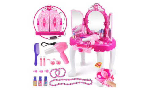 Glamour Mirror Makeup Dressing Table Stool Toy Vanity Light & Music || LO008-18 MIRROR BEAUTY SET