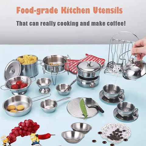 22 pcs Mini Stainless Steel Utensils Non Toxic Indian Kitchen Set | LO401ST