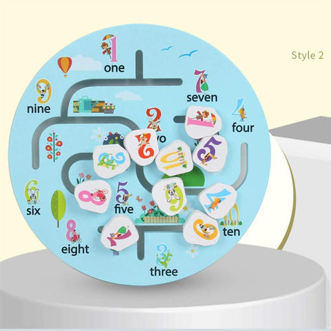 Round Shape Educational Animal Maze, Number Maze, Fruit Maze Labyrinth Wooden Toy Puzzle Game - for Boy's and Girl's Ages 3+ | WOODEN PUZZLE