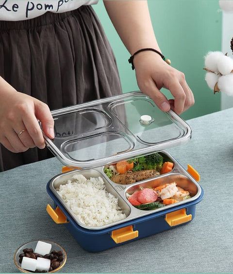 3 Compartment BPA Free Stainless Steel Lunch Box with Spoon