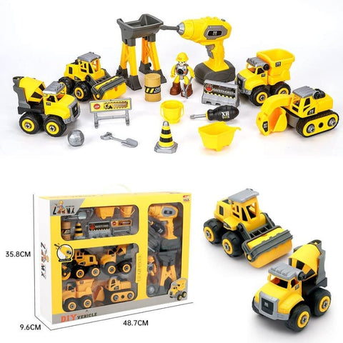 DIY Take Apart Toys Construction Trucks With Screwdriver  | DIY CONSTRUCTION TRUCK