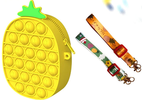 Pineapple Stress Relieving Silicone Pop It Fidget Sling Bag With Keychain | LOKQ0010 MY SAC PRINCIPAL PURSE