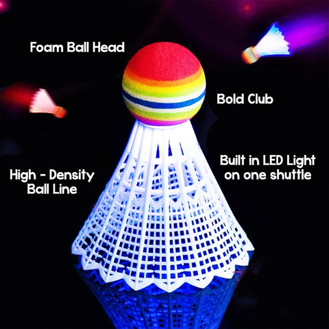 Plastic Badminton Racket with LED Light with 2 Shuttlecock for Kids (Multicolour) | LORS0369 SPORT RACKET WITH LIGHTING
