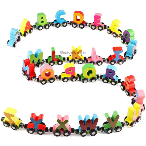 Wooden Magnetic Alphabet Number Train Toy | ABCD MAG WOODEN