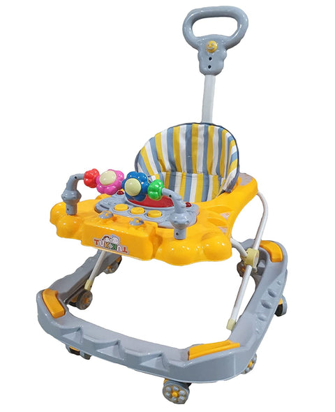 Baby Walker With Height Adjustable And Parental Handle With Lights And Music Tuk Tuk Walker