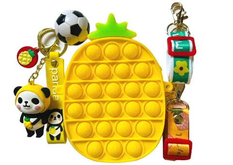 Pineapple Stress Relieving Silicone Pop It Fidget Sling Bag With Keychain | LOKQ0010 MY SAC PRINCIPAL PURSE