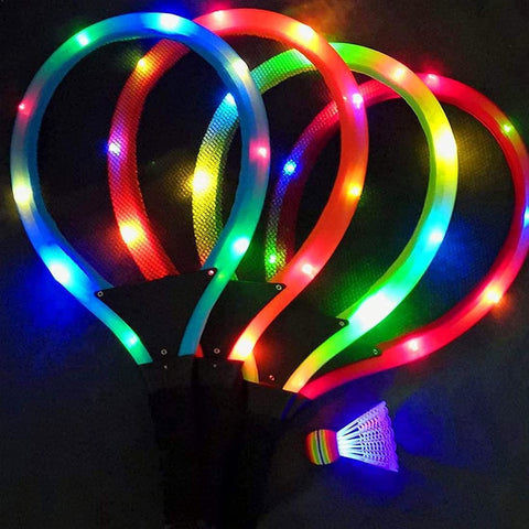 Plastic Badminton Racket with LED Light with 2 Shuttlecock for Kids (Multicolour) | LORS0369 SPORT RACKET WITH LIGHTING