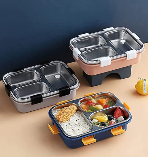 3 Compartment BPA Free Stainless Steel Lunch Box with Spoon
