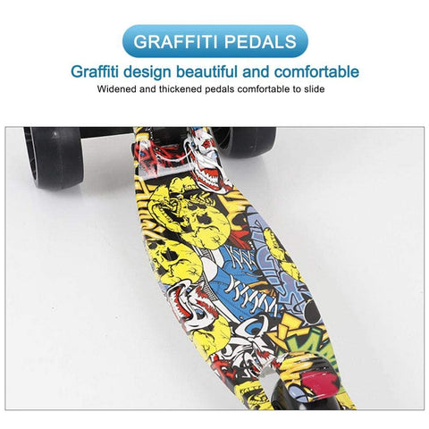 Graffiti Design Kids Kick Skate Scooter | Wheel Lights | Adjustable | Gravity Steering