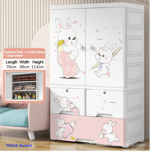 7023A RABBIT | Kids Wardrobe Almirah Hanging Drawer