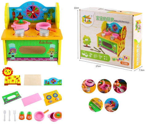 Wooden Kitchen Set Toys, Pretend PlaySet, Colorful Wooden Puzzle Kitchen Set, Educational Toys for Kids | WT-YDL1288	 WOODEN BABYKITCHEN