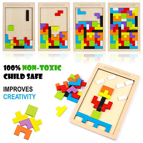 Russian Blocks Board Puzzle Multicolour - 40 Pieces | WT-MWZ-601 RUSSIAN BLOCK WOOD