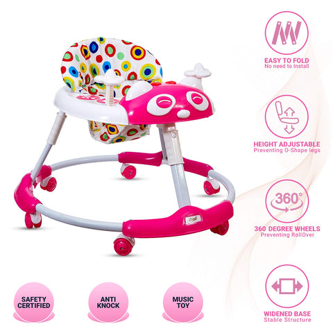 Kitty Baby Walker with Music with Rotation Wheels & High Back Rest