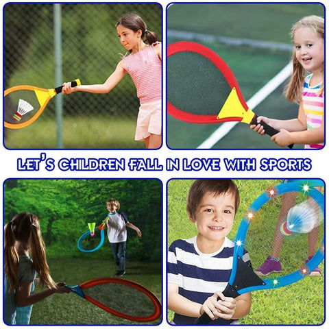 Plastic Badminton Racket with LED Light with 2 Shuttlecock for Kids (Multicolour) | LORS0369 SPORT RACKET WITH LIGHTING