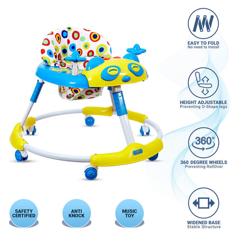 Kitty Baby Walker with Music with Rotation Wheels & High Back Rest