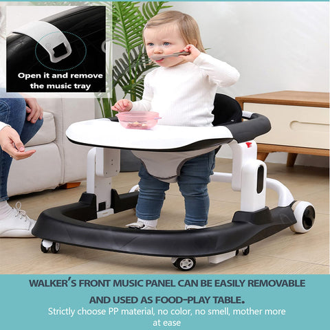 Baby Walker for 6 to 18 Months Baby Three Step Height Adjustable with First Step Function ( BLACK )