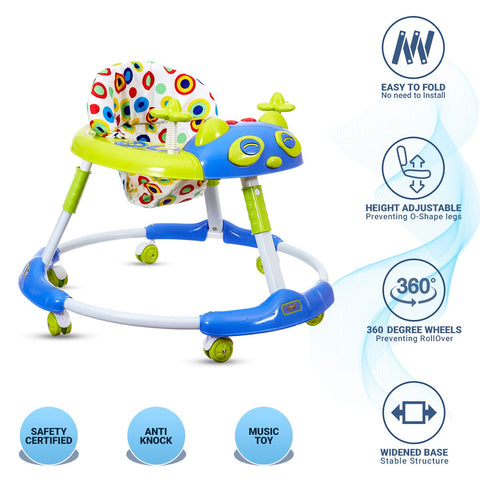Kitty Baby Walker with Music with Rotation Wheels & High Back Rest