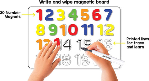 Magnetic Learn to Write Numbers - Includes Write and Wipe Magnetic Board, 30 Number| LONMAGLTW