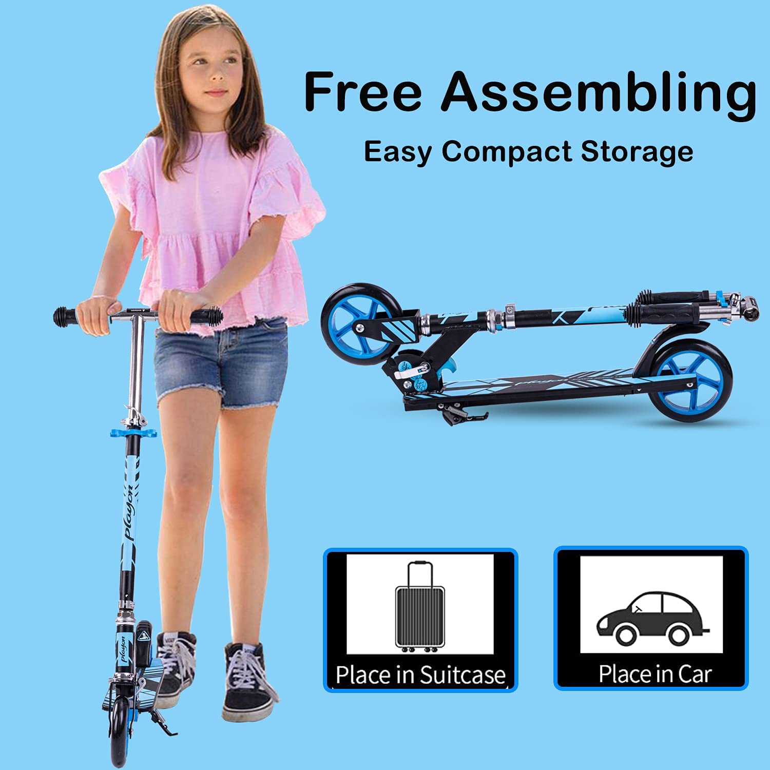Kick Skate Scooter For Kids With 8 inch Wheels 100kg Capacity XLM