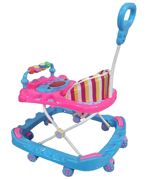 Baby Walker With Height Adjustable And Parental Handle With Lights And Music Tuk Tuk Walker