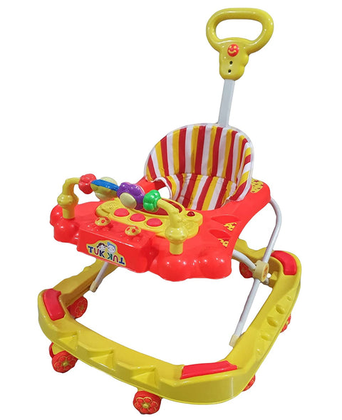 Baby Walker With Height Adjustable And Parental Handle With Lights And Music Tuk Tuk Walker