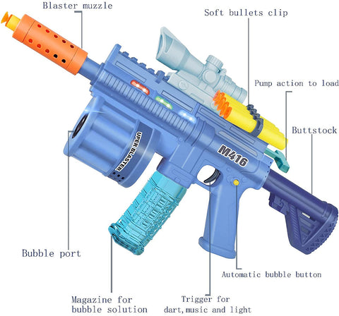 3 in 1 Toy Gun for Soft Bullet with Bubble Maker Gun Toy & Light Music  | LO668-13IN1