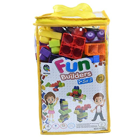 Blocks & Puzzles |Building Toys for Toddlers| Non-Toxic Easy to Assemble (Multicolor) (Set-1) | INT132 FUN BUILDERS SET 3 85PCS