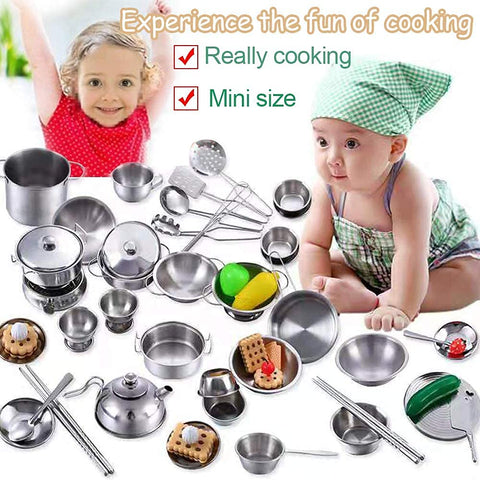 22 pcs Mini Stainless Steel Utensils Non Toxic Indian Kitchen Set | LO401ST